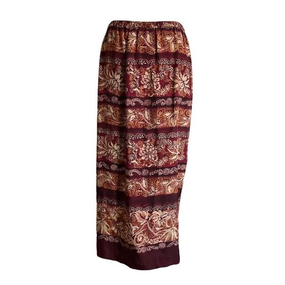 Vintage Sarah Chapman Rare Batik Print 100% Silk Wrap Skirt Luxury Women’s US 6 - Picture 4 of 9